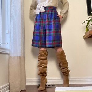 Vintage Plaid High Waisted Long Shorts